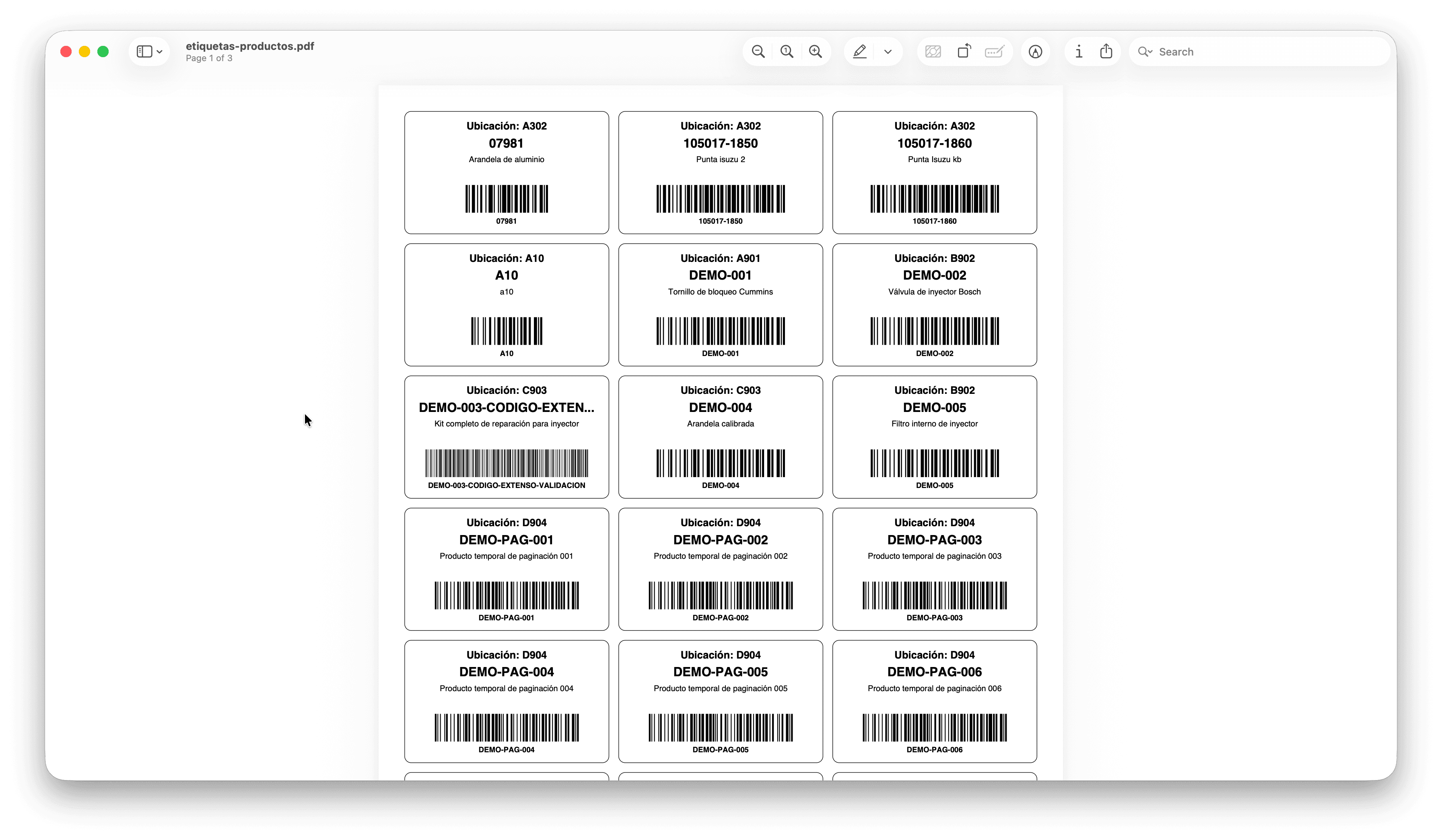 LICS printed barcode label